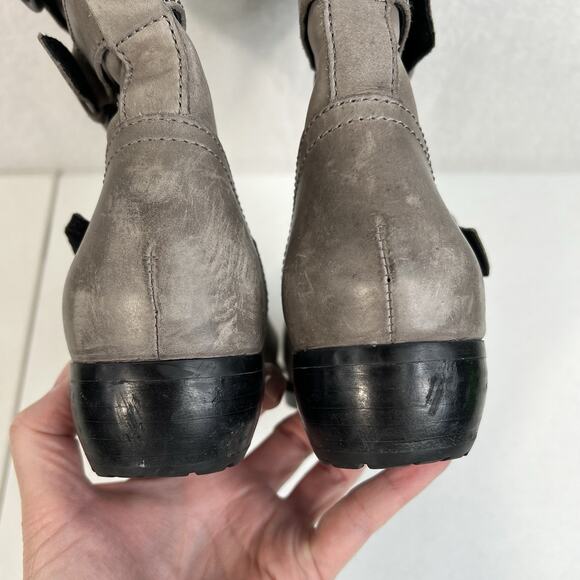 Born Size 8 Mariette Boots Gray Leather Buckle Moto Punk Grunge Boho Mid Calf - Picture 10 of 11